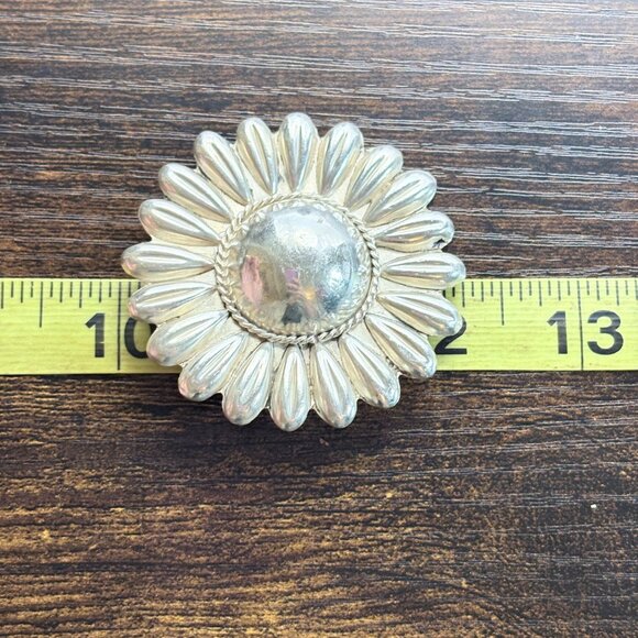 VTG Mexico 875 Silver Large Sunflower Sunburst Brooch Size 2.25" Diameter - Picture 6 of 8